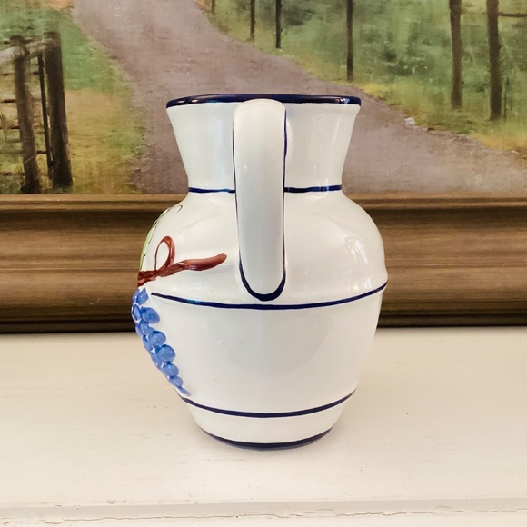 Majolica Grapevine Pitcher Country Farmhouse Decor RC Cal Hand Painted Portugal - Picture 5 of 12